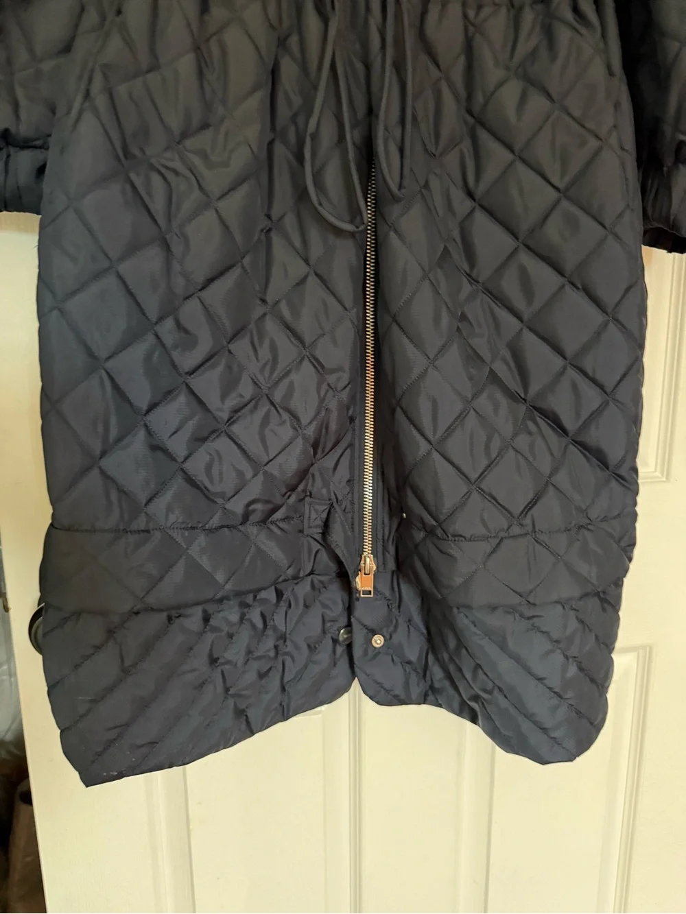 Ganni Long Puffer Coat with Drawstring Waist